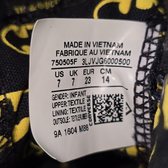 Converse Chuck Taylor All Star Batman DC Comics Toddler's Size 7 Black Sneakers - Picture 9 of 9